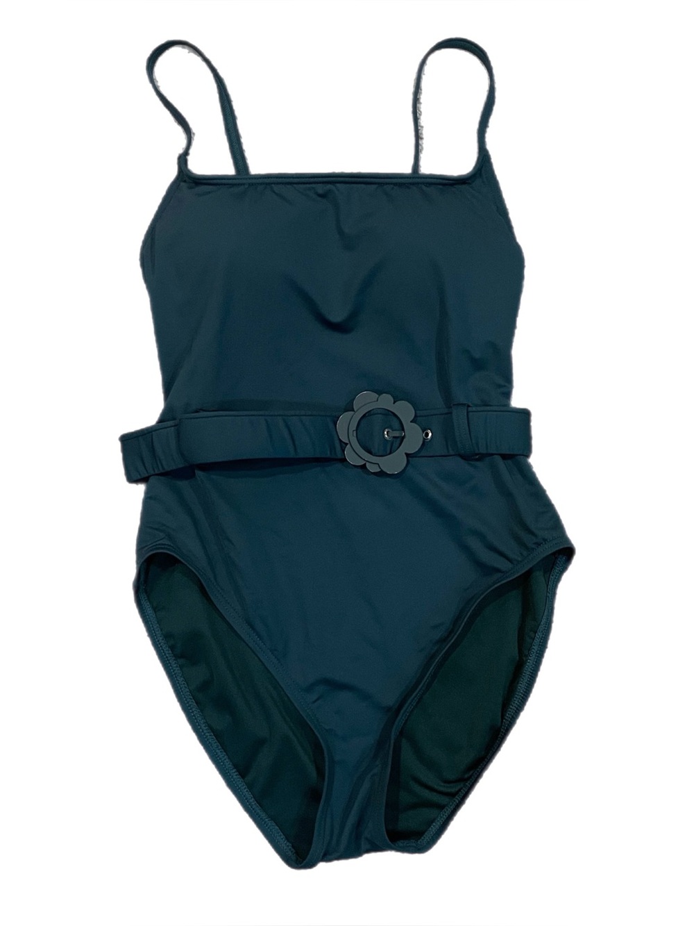 Kate Spade Swimsuit One Piece Belted Daisy Buckle Dark Green Modest NWOT S